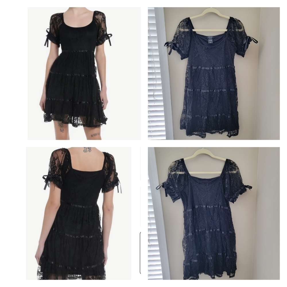 Cosmic Aura Dress Tiered Black Lace Babydoll New Size Small Hot Topic #1741